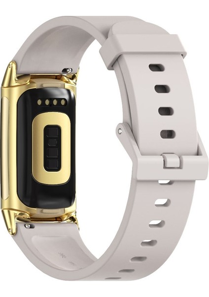 Fitbit Charge5 Gri+Altın Için Mijobs Silikon Saat Kordonu (Yurt Dışından)
