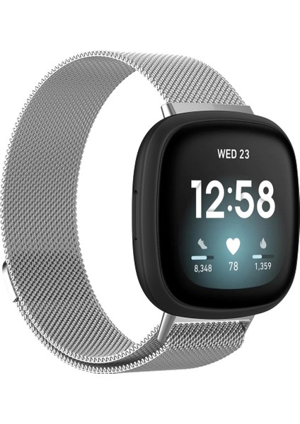 Fitbit Versa 3 / Fitbit Sense Manyetik Milano Saat Kordonu Için, Boyut: Büyük Boy Gümüş (Yurt Dışından)