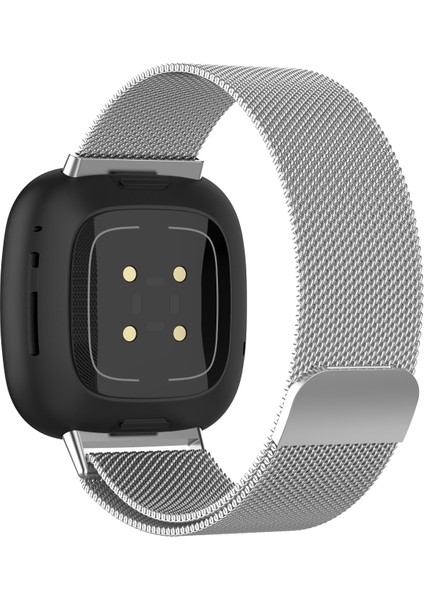 Fitbit Versa 3 / Fitbit Sense Manyetik Milano Saat Kordonu Için, Boyut: Büyük Boy Gümüş (Yurt Dışından)
