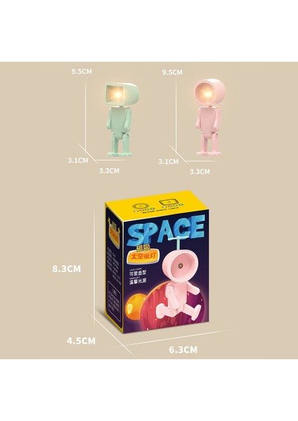 Mini Astronot Manyetik LED Gece Lambası Kare Yeşil Çok Renkli (Yurt Dışından)