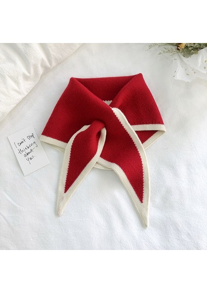 Kış Mini Üçgen Eşarp Sıcak Eşarp 80-100CMÇIN Kırmızı (Yurt Dışından)