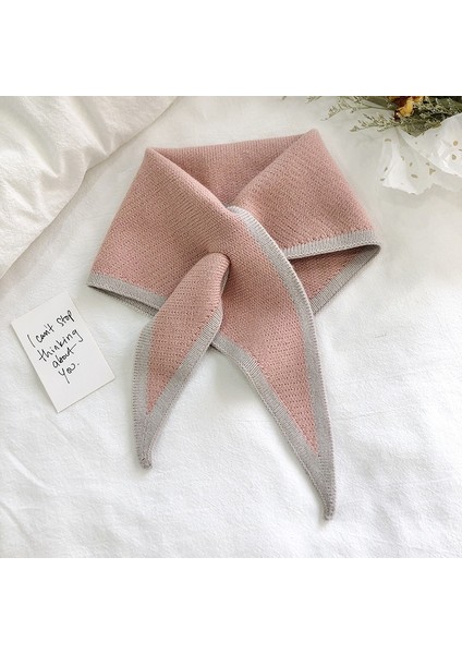 Kışlık Mini Üçgen Eşarp Sıcak Eşarp 80-100CMSEVIMLI Pembe (Yurt Dışından)