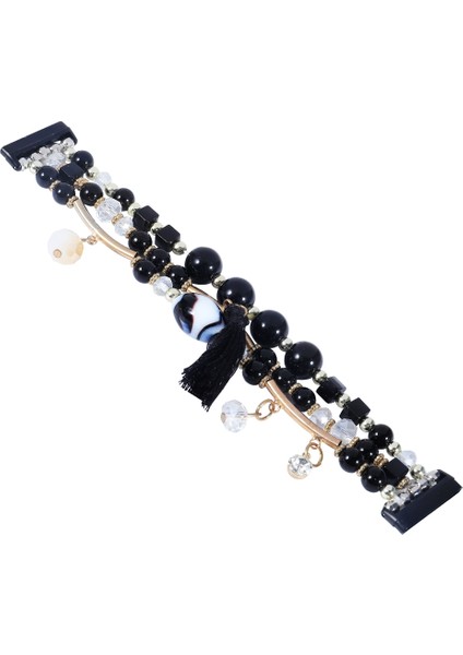 Fit Versa 3 / Sense Siyah Için Yuvarlak Boncuklu Zincirli Saat Kordonu (Yurt Dışından)