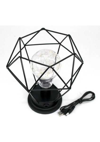 Minimalist Bakır Lamba Yatak Odası Ev Ferforje Masa Lambası USB Çok Renkli (Yurt Dışından)