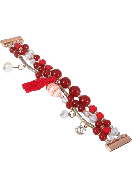 Fit Versa 3 / Sense Kırmızı Için Yuvarlak Boncuklu Zincir Saat Kordonu (Yurt Dışından)