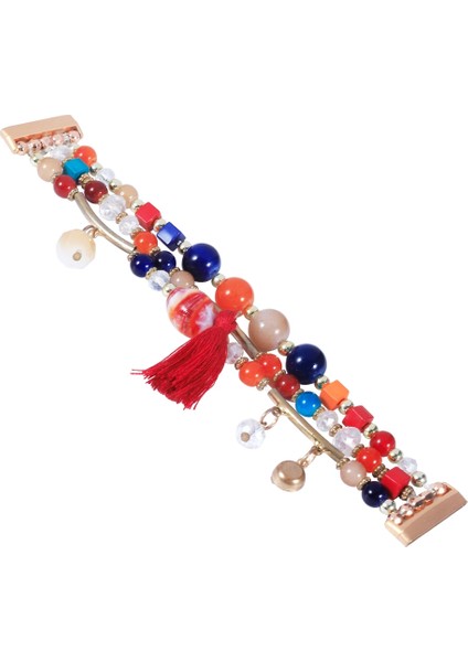 Fit Versa 3 / Sense Renkli Için Yuvarlak Boncuklu Zincirli Saat Kordonu (Yurt Dışından)