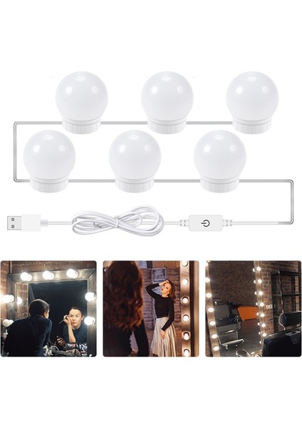 LED Ayna Ön Lamba Ampulleri, Güç Kaynağı: 6 LED Çok Renkli (Yurt Dışından)