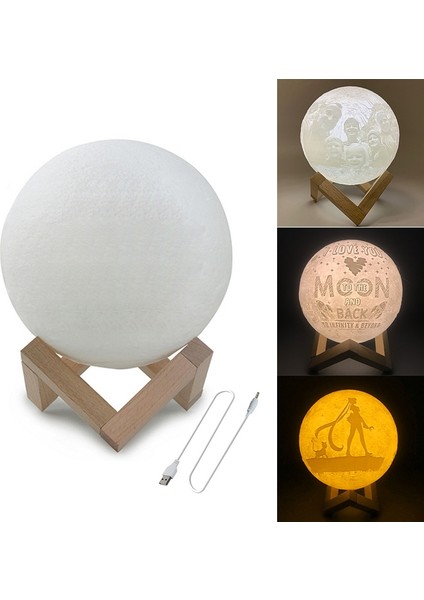 3 Renkli 3D Ay Lambası 10CM Çok Renkli (Yurt Dışından)