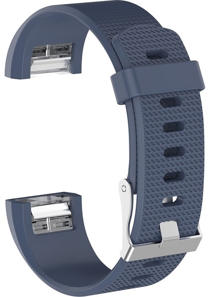 Fitbit Charge 2 Için Tokalı Ortak Doku Silikon Saat Bandı, Boyut: L Mavi Gri (Yurt Dışından)