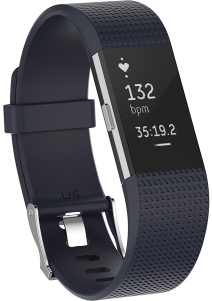 Fitbit Charge 2 Için Tokalı Ortak Doku Silikon Saat Bandı, Boyut: L Mavi Gri (Yurt Dışından)
