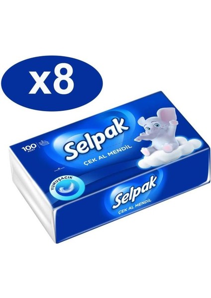 Selpak Çek Al Mendil 100 Adet x 8 Li Set