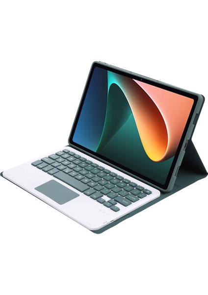 AN05-A Dokunmatik Bluetooth Klavye Pu Kılıf Xiaomi Pad 5 A0N5-A Koyu Yeşil (Yurt Dışından)