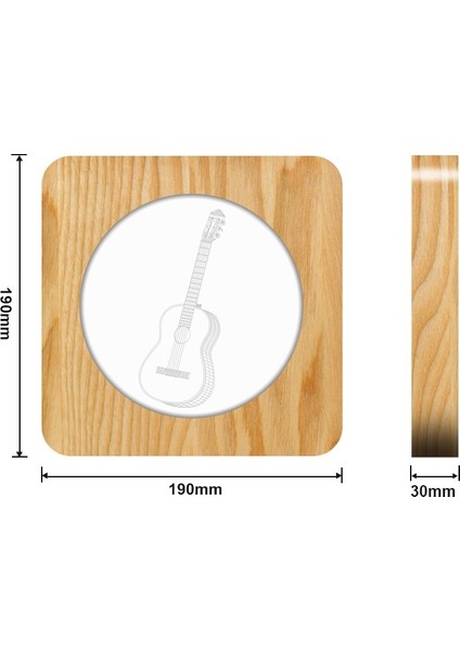 Gitar Müzik Aleti Ahşap Çerçeve Gece Lambası Beyaz (Yurt Dışından)