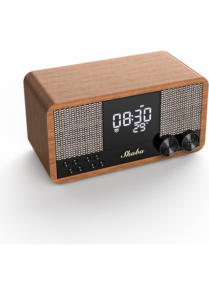 Retro Bluetooth Hoparlör Ahşap Ev Fm Radyo Saat Çalar Saat Ses Bluetooth Ağır Subwoofer (Yurt Dışından)