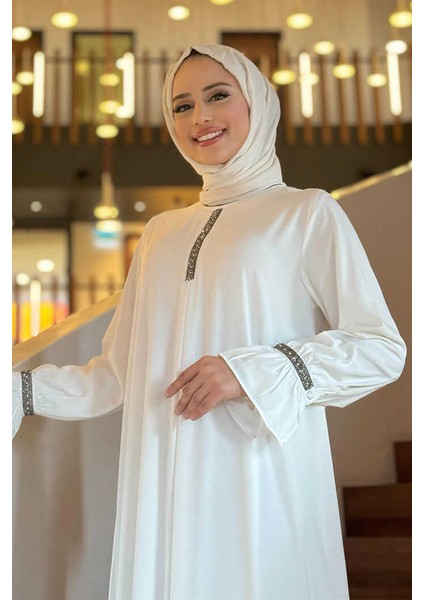 Taş Detaylı Elbise 6033 Ekru fırsatları