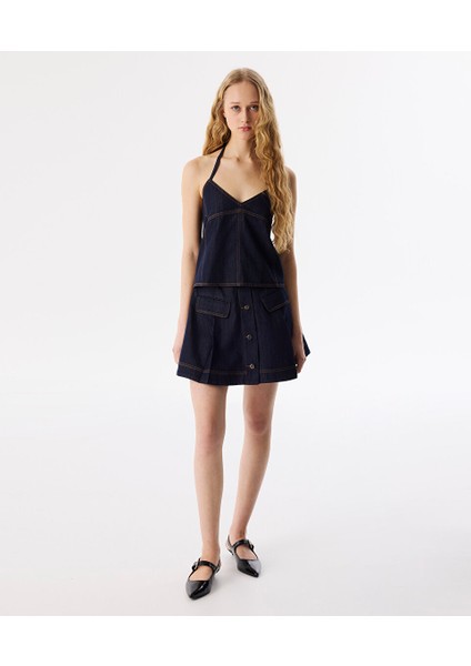 Boyundan Bağlamalı Jean Bluz TS1250006076015