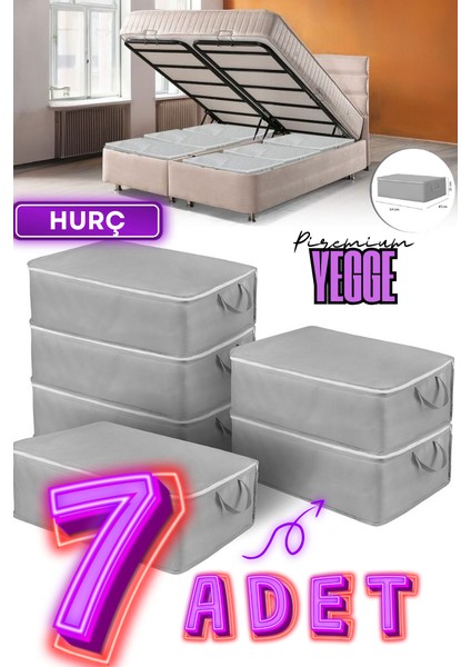 7 Adet Büyük Boy Bazaaltı ve Çekyat Hurç 64 x 45 x 22 cm Antrasit Gri Baza Altı Hurç Saklama Hurcu