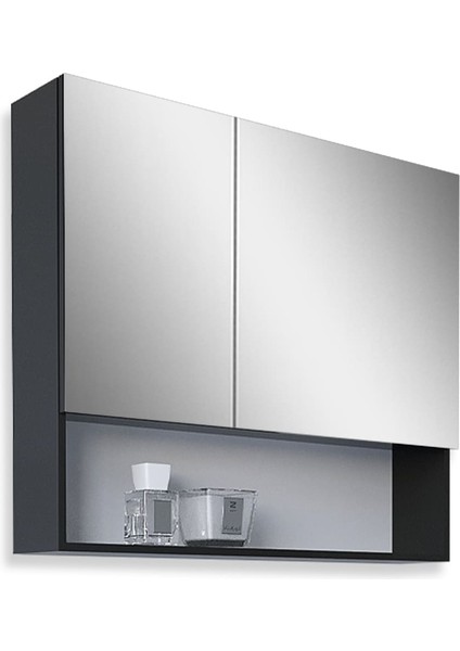 Batum 80 Cm Mdf Banyo Aynalı Üst Dolap