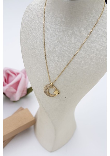 14 Ayar Altın Ay Yıldız Kolye LKKLY1205