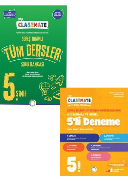 (Sınıf: 5) Tüm Dersler Classmate Süreç Odaklı Soru Bankası / Classmate Süreç Izleme ve Gelişim Değerlendirme 5 Li Deneme
