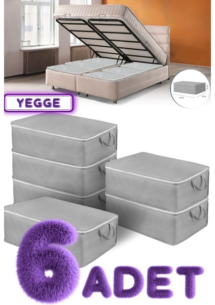 6 Adet - Büyük Boy Bazaaltı ve Çekyat Hurç 64 x 45 x 22 cm Antrasit Gri