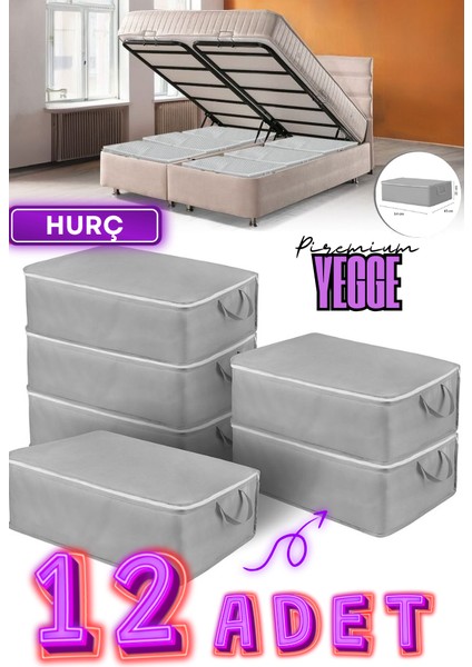 12 Adet Büyük Boy Bazaaltı ve Çekyat Hurç 64 x 45 x 22 cm Antrasit Gri Baza Altı Hurç Saklama Hurcu