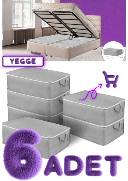 6 Adet Büyük Boy Bazaaltı ve Çekyat Hurç 64 x 45 x 22 cm Antrasit Gri Baza Altı Hurç Saklama Hurcu