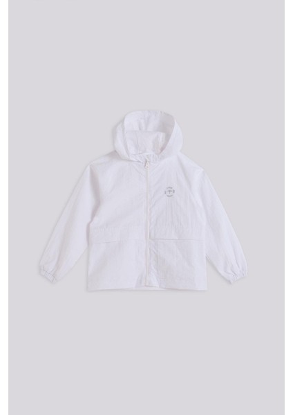 Kız Çocuk Beyaz Yağmurluk