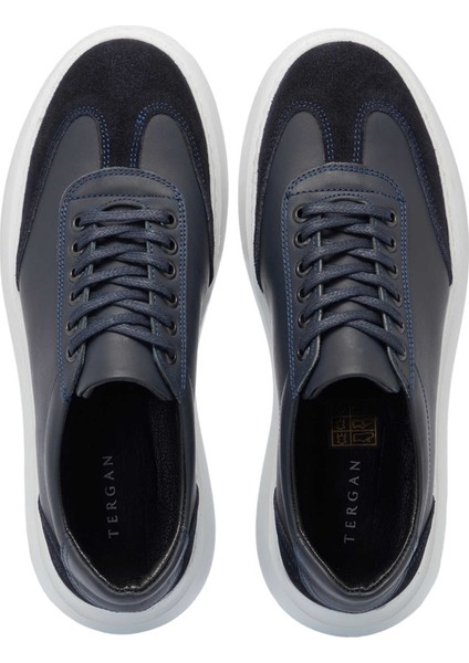 Lacivert Hakiki Deri Erkek Sneaker - E25I1AY57223-A31