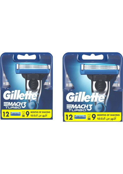 Mach3 Turbo Yedek Erkek Tıraş Bıçağı 12'li x 2 Adet