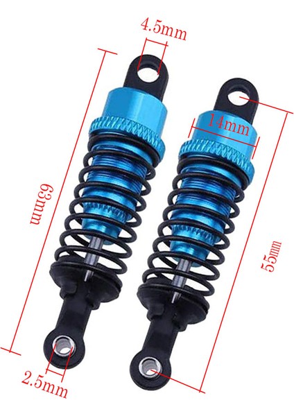 1:18 A959 A969 A979 K929 Yedek A949-55 Rc Araba Uzaktan Kumandası Mavi Için 2 Adet Alüminyum Yükseltme Parçaları (Yurt Dışından)
