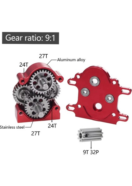 Alüminyum Çift Şanzıman Kazı Overdrive 1/10 Rc Paletli Araba Lcg SCX10 Yükseltme Parçaları Kırmızı (Yurt Dışından) modelleri