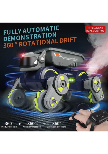 Uzaktan Kumandalı Araba 2.4ghz 360° Dönen Hareket Sensörü Elektrikli Robot Köpek + Işıklar Müzik Hediyeler Erkek Kızlar Yeşil (Yurt Dışından)