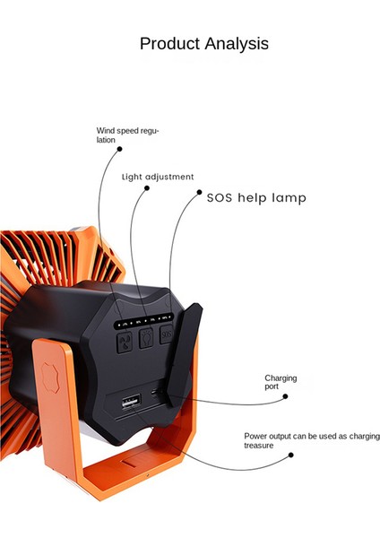 Taşınabilir Kamp Fanı 1000MAH Sessiz USB Şarj Edilebilir Mini Uzaktan Kumandalı Işık Güç Bankası Asılı Masa Fanları (Yurt Dışından)