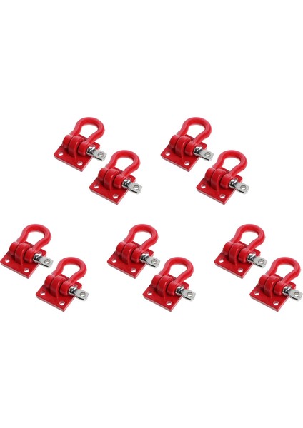 10X Metal Tırmanma Römork Çekme Kancası Kancaları Toka Aksesuarı 1/10 Ölçekli Rc Paletli Kamyon D90 SCX10 Araba, Kırmızı (Yurt Dışından)