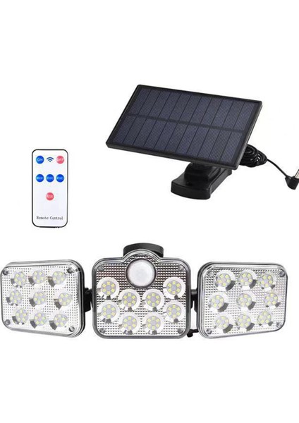 Güneş Enerjili Işık Açık Hava 300LM 138 LED Hareket Sensörlü Işıklar 3 Kafa LED Sel IP65 Su Geçirmez Bahçe Için (Yurt Dışından)
