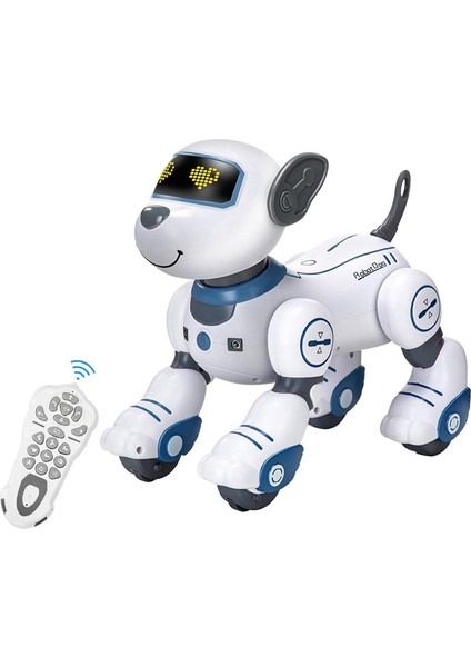 Uzaktan Kumandalı Robot Köpek Oyuncağı: Programlanabilir Robotik Yavru Köpek Akıllı Etkileşimli Dans Eden Şarkı Söyleyen Akrobasi Hayvan Oyuncağı, Beyaz ve Mavi (Yurt Dışından)