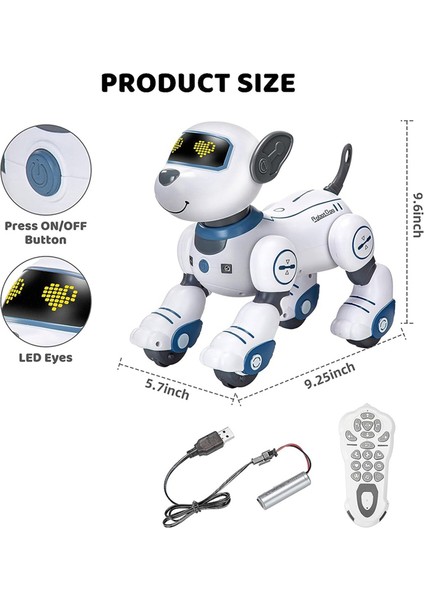 Uzaktan Kumandalı Robot Köpek Oyuncağı: Programlanabilir Robotik Yavru Köpek Akıllı Etkileşimli Dans Eden Şarkı Söyleyen Akrobasi Hayvan Oyuncağı, Beyaz ve Mavi (Yurt Dışından)