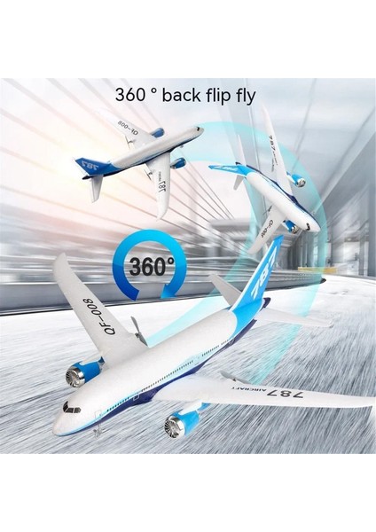 787 Glider Model 2.4g Elektrikli Uzaktan Kumandalı Üç Kanallı Sabit Kanatlı Uçak Uçak Oyuncak Çocuklar Için-Mavi (Yurt Dışından)