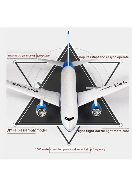 787 Glider Model 2.4g Elektrikli Uzaktan Kumandalı Üç Kanallı Sabit Kanatlı Uçak Uçak Oyuncak Çocuklar Için-Mavi (Yurt Dışından)