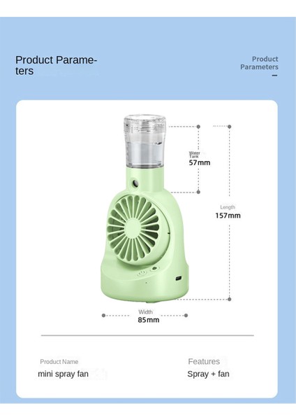 Sisleme Fanı Fan Açık Hava Soğutma Malzemeleri Sisleme Şişesi Yeşil (Yurt Dışından)