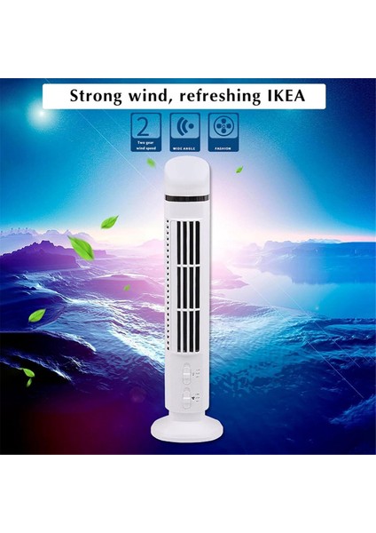 Hava Soğutucu Fan LED USB Arayüzlü Akıcı Kule Fan Beyaz (Yurt Dışından)