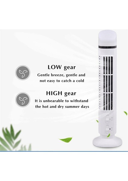 Hava Soğutucu Fan LED USB Arayüzlü Akıcı Kule Fan Beyaz (Yurt Dışından)