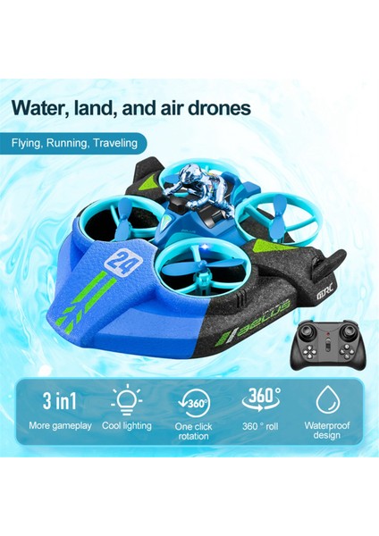 Mini Rc Drone Başsız Mod 3'ü 1 Arada Deniz Kara Hava Uçuş 2.4g Uzaktan Kumandalı Quadcopter Tekne Helikopter Oyuncaklar Yeşil (Yurt Dışından)