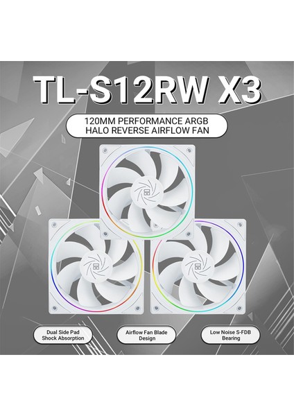 TL-S12RW X3 Cpu Fan 120MM Ters Fan Kasa Soğutucu Fan 1500RPM Hız (Yurt Dışından)