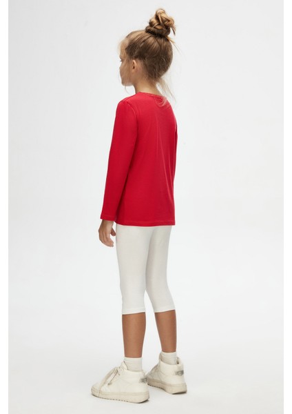 Açık Kırmızı Basic Unisex Çocuk Mevsimlik Sıfır Yaka Uzun Kollu Tişört fırsatları