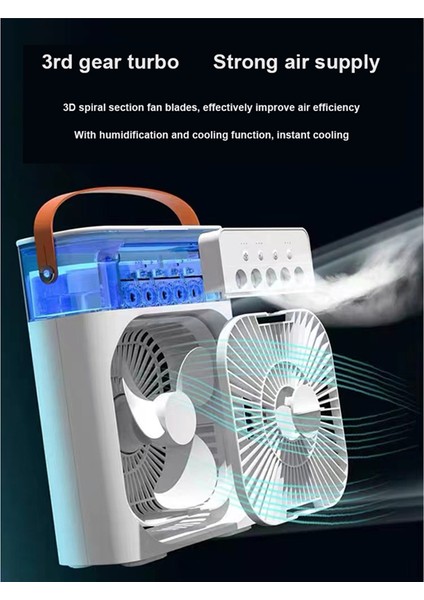 USB Su Sisli Fan 7 Renk LED Işık Nemlendirme Masa Fanı-B (Yurt Dışından)