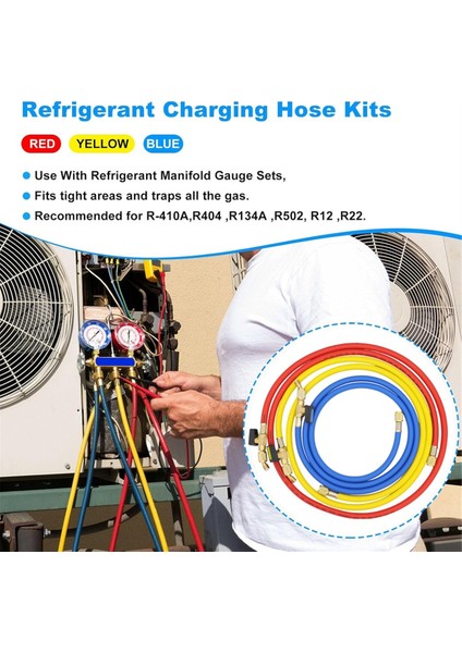 1,6 M Küresel Vanalı Soğutucu A/c Şarj Hortumları Hvac 1/4ın Sae (Yurt Dışından)