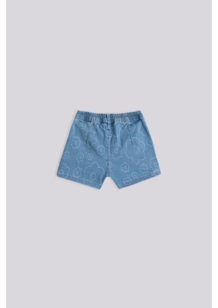 Kız Bebek Denim Şort Çiçek Desenli Normal Bel Rahat Kesim Yazlık fiyatları