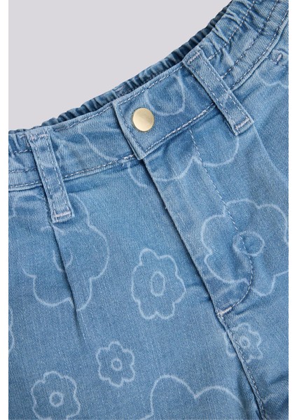 Kız Bebek Denim Şort Çiçek Desenli Normal Bel Rahat Kesim Yazlık modelleri